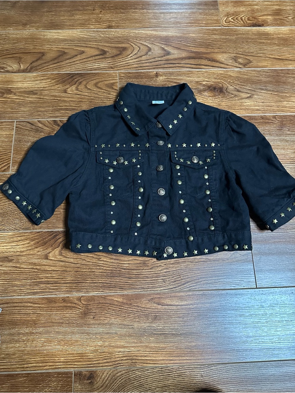 New All denim by EO  Black Studded Embellishment Cropped Jacket Sz. S